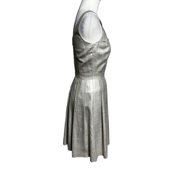 Antonio Melani Sleeveless Princess Metallic Embellished and Pleated Dress Size 2 - Picture 3 of 6